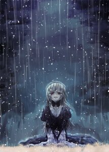 Rating: Safe Score: 0 Tags: 1girl asa_(swallowtail) bangs commentary_request dress eyebrows_visible_through_hair hair_between_eyes image long_hair long_sleeves photoshop_(medium) rain red_eyes rozen_maiden sad sitting sky snowing solo suigintou tears wet User: admin
