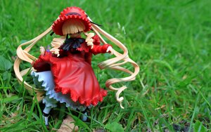 Rating: Safe Score: 0 Tags: 1girl blonde_hair bow doll dress frills hat long_hair long_sleeves outdoors red_dress shinku shoes solo standing twintails very_long_hair User: admin