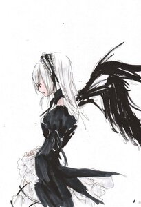 Rating: Safe Score: 0 Tags: 1girl black_dress black_wings closed_mouth dress feathered_wings feathers frills gothic_lolita hairband image juliet_sleeves lolita_fashion long_hair long_sleeves profile puffy_sleeves red_eyes solo suigintou white_background white_hair wings User: admin