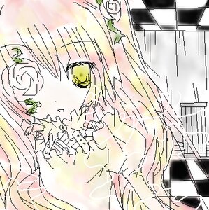 Rating: Safe Score: 0 Tags: 1girl argyle argyle_background bangs blonde_hair blush checkered checkered_background checkered_floor chess_piece dress flower image kirakishou long_hair rose solo tile_floor tiles veil yellow_eyes User: admin