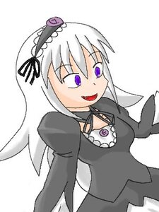 Rating: Safe Score: 0 Tags: 1girl black_wings dress flower frills hairband image lolita_hairband long_hair long_sleeves open_mouth purple_eyes rose silver_hair simple_background solo suigintou white_background wings User: admin