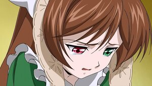 Rating: Safe Score: 0 Tags: 1girl bangs brown_hair dress frills green_eyes image red_eyes solo suiseiseki tears User: admin