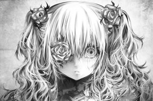 Rating: Safe Score: 0 Tags: 1girl blood eyepatch flower greyscale hair_flower hair_ornament image kirakishou long_hair looking_at_viewer monochrome rose solo tears User: admin