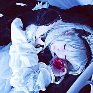 Rating: Safe Score: 0 Tags: 1girl choker closed_eyes closed_mouth dress flower gothic_lolita lolita_fashion long_hair long_sleeves red_flower red_rose rose solo suigintou User: admin