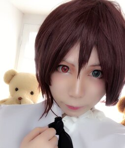 Rating: Safe Score: 0 Tags: 1girl brown_hair closed_mouth face hair_between_eyes heterochromia holding_stuffed_toy lips looking_at_viewer red_eyes short_hair smile solo souseiseki stuffed_animal teddy_bear User: admin