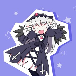Rating: Safe Score: 0 Tags: 1girl black_dress black_wings bow closed_eyes cross dress frills gothic_lolita image lolita_fashion long_hair long_sleeves open_mouth smile solo star_(symbol) starfish starry_background suigintou wings User: admin