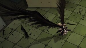 Rating: Safe Score: 0 Tags: 1girl argyle argyle_background arm_cannon black_hair black_wings bow checkered checkered_background checkered_floor feathers from_above hair_bow image long_hair reiuji_utsuho solo suigintou thighhighs tile_floor tiles twintails weapon wings User: admin