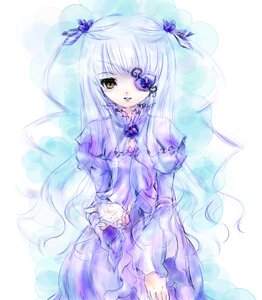 Rating: Safe Score: 0 Tags: 1girl :d barasuishou bug butterfly cowboy_shot dress flower flower_eyepatch frills hair_ornament image insect juliet_sleeves long_hair long_sleeves looking_at_viewer open_mouth puffy_sleeves purple_dress ribbon rozen_maiden silver_hair simple_background smile solo standing striped two_side_up usamisan vertical_stripes very_long_hair white_background yellow_eyes User: admin