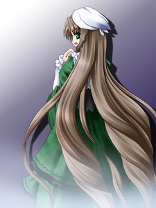 Rating: Safe Score: 0 Tags: 1girl artist_request bangs brown_hair dress drill_hair frills green_dress green_eyes hat head_scarf image lolita_fashion long_hair long_sleeves looking_at_viewer looking_back open_mouth rozen_maiden solo suiseiseki twin_drills twintails very_long_hair User: admin