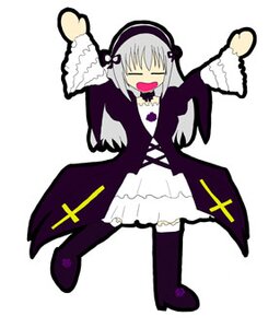Rating: Safe Score: 0 Tags: 1girl black_wings boots closed_eyes dress food frills full_body hairband holding image lolita_hairband long_hair long_sleeves open_mouth rice silver_hair simple_background solo suigintou wings User: admin