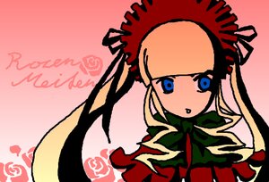 Rating: Safe Score: 0 Tags: 1girl bangs blonde_hair blue_eyes bonnet bow bowtie dress drill_hair flower image long_hair long_sleeves looking_at_viewer pink_background pink_flower pink_rose red_rose rose shinku simple_background solo twin_drills upper_body User: admin