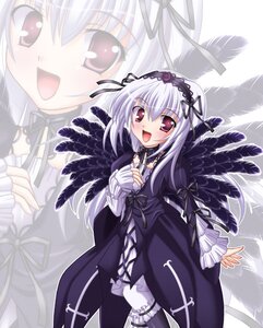 Rating: Safe Score: 0 Tags: 1girl :d black_ribbon blush dress frills hairband image long_hair long_sleeves looking_at_viewer open_mouth ribbon smile solo standing suigintou wings zoom_layer User: admin