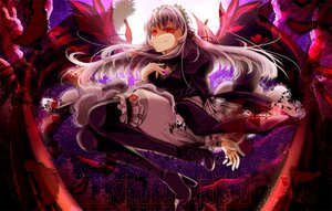 Rating: Safe Score: 0 Tags: 1girl auto_tagged boots dress flower frills gothic_lolita hairband image lolita_fashion lolita_hairband long_hair long_sleeves red_eyes rose silver_hair smile solo suigintou very_long_hair wings User: admin