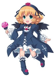 Rating: Safe Score: 0 Tags: 1girl blonde_hair candy chibi costume_switch dress drill_hair flower food frills full_body hairband image lollipop long_sleeves open_mouth ribbon rose solo striped swirl_lollipop twin_drills wings User: admin