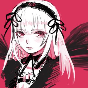 Rating: Safe Score: 0 Tags: 1girl bangs black_ribbon black_wings closed_mouth dress eyebrows_visible_through_hair feathered_wings flower gothic_lolita hairband image lolita_fashion lolita_hairband long_hair looking_at_viewer red_background ribbon rose simple_background solo suigintou upper_body wings User: admin