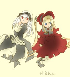 Rating: Safe Score: 0 Tags: 2girls blonde_hair blue_eyes bonnet dress frills full_body image long_hair long_sleeves looking_at_viewer multiple_girls pair red_dress red_eyes shinku simple_background standing suigintou very_long_hair yellow_background User: admin