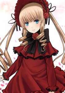 Rating: Safe Score: 0 Tags: 1girl blonde_hair blue_eyes blush bonnet bow bowtie capelet dress drill_hair flower image long_hair long_sleeves looking_at_viewer petals red_capelet red_dress red_flower rose shinku smile solo twin_drills twintails User: admin