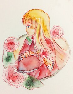 Rating: Safe Score: 0 Tags: 1girl blonde_hair blue_eyes candy dress flower hat image long_hair long_sleeves mary_(ib) pink_flower pink_rose profile red_flower red_rose rose shinku solo striped traditional_media yellow_rose User: admin