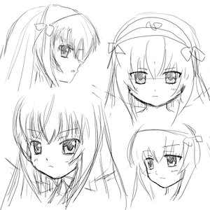 Rating: Safe Score: 0 Tags: 1girl blush bow eyebrows_visible_through_hair face greyscale hair_bow hat image looking_at_viewer monochrome multiple_views simple_background sketch solo suigintou white_background User: admin