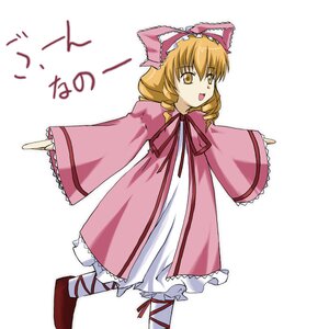 Rating: Safe Score: 0 Tags: 1girl :d blonde_hair bloomers bow dress drill_hair frills full_body hat hina_ichigo hinaichigo image long_sleeves looking_at_viewer open_mouth outstretched_arms pink_bow pink_dress ribbon simple_background solo standing white_background white_bloomers white_legwear wide_sleeves User: admin