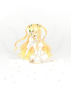 Rating: Safe Score: 0 Tags: 1girl blonde_hair boots dress flower hair_flower hair_ornament image kirakishou long_hair sitting solo striped twintails yellow_eyes User: admin