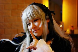 Rating: Safe Score: 0 Tags: 1girl bangs closed_mouth hairband indoors lips long_hair long_sleeves photo realistic solo suigintou upper_body white_hair User: admin