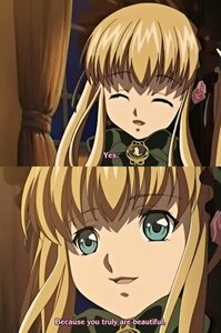 Rating: Safe Score: 0 Tags: 1girl :d blonde_hair blush close-up closed_eyes face flower image long_hair looking_at_viewer open_mouth rose shinku sidelocks smile solo User: admin