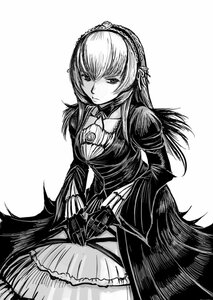 Rating: Safe Score: 0 Tags: 1girl belt dress frills greyscale hairband image long_hair long_sleeves looking_at_viewer monochrome solo striped suigintou User: admin