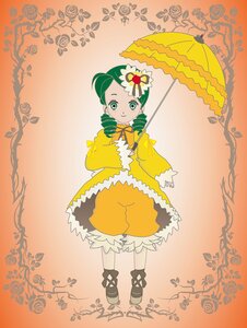 Rating: Safe Score: 0 Tags: 1girl bloomers bow dress drill_hair flower full_body green_eyes green_hair hair_ornament holding_umbrella image kanaria long_sleeves parasol rose smile solo standing striped striped_legwear twin_drills umbrella User: admin