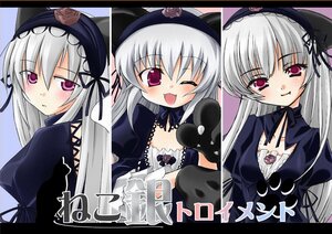 Rating: Safe Score: 0 Tags: 1girl blush dress image long_hair long_sleeves looking_at_viewer multiple_views one_eye_closed open_mouth silver_hair smile solo suigintou User: admin