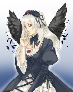 Rating: Safe Score: 0 Tags: 1girl auto_tagged black_wings detached_collar dress feathered_wings feathers flower frills hairband image long_hair long_sleeves pink_eyes puffy_sleeves ribbon rose silver_hair solo suigintou wings User: admin