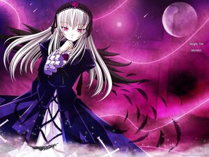 Rating: Safe Score: 0 Tags: 1girl black_wings dress feathers flower frills full_moon hairband image long_hair long_sleeves looking_at_viewer moon night pink_eyes purple_flower purple_rose silver_hair sky solo star_(sky) suigintou very_long_hair wings User: admin
