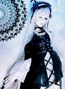 Rating: Safe Score: 0 Tags: 1girl bangs black_dress closed_mouth doll dress gothic_lolita hairband lolita_fashion lolita_hairband long_hair long_sleeves solo suigintou white_hair User: admin