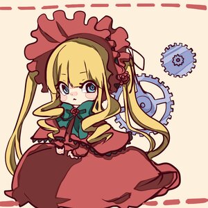 Rating: Safe Score: 0 Tags: 1girl blonde_hair blue_eyes blush_stickers bonnet bow bowtie chibi dress flower full_body image long_hair long_sleeves looking_at_viewer red_dress rose shinku solo very_long_hair User: admin