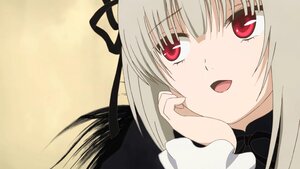 Rating: Safe Score: 3 Tags: 1girl :d black_ribbon close-up dress hair_ribbon image long_hair long_sleeves looking_at_viewer open_mouth red_eyes ribbon smile solo suigintou User: admin