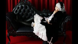 Rating: Safe Score: 0 Tags: 1girl black_dress chair closed_eyes couch dress frills gothic gothic_lolita hairband lolita_fashion long_sleeves profile ribbon sitting solo suigintou white_hair User: admin