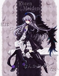 Rating: Safe Score: 0 Tags: 1girl black_flower black_rose blue_flower blue_rose dress feathers flower frilled_sleeves frills hairband image long_hair long_sleeves looking_at_viewer purple_rose red_eyes rose silver_hair solo suigintou thighhighs wings User: admin