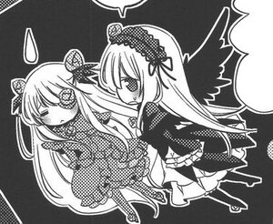 Rating: Safe Score: 0 Tags: 2girls barasuishou blush breasts dress flower greyscale hairband image lolita_hairband long_hair long_sleeves monochrome multiple_girls pair rose suigintou very_long_hair wings User: admin