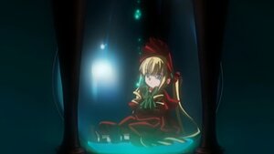 Rating: Safe Score: 0 Tags: 1girl blonde_hair blue_eyes bow bowtie dress image long_hair long_sleeves red_dress ribbon shinku solo twintails User: admin