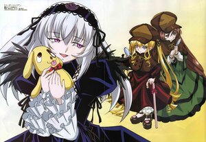 Rating: Safe Score: 0 Tags: 3girls black_wings blonde_hair blue_eyes dress frills hairband hat holding image long_hair long_sleeves multiple multiple_girls pink_eyes shinku silver_hair stuffed_animal suigintou tagme wings User: admin