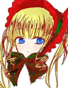 Rating: Safe Score: 0 Tags: 1girl bangs blonde_hair blue_eyes blush bonnet bow bowtie eyebrows_visible_through_hair face flower image long_hair looking_at_viewer rose shinku simple_background solo twintails white_background User: admin