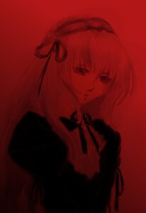 Rating: Safe Score: 0 Tags: 1girl bangs closed_mouth expressionless image jewelry looking_at_viewer red_background red_theme simple_background solo suigintou upper_body User: admin