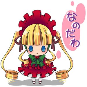 Rating: Safe Score: 0 Tags: 1girl blonde_hair blue_eyes bonnet bow chibi cup dress drill_hair flower image jitome long_hair long_sleeves rose shinku solo teacup twin_drills twintails User: admin