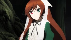 Rating: Safe Score: 0 Tags: 1girl black_ribbon brown_hair dress frills green_eyes heterochromia image long_hair long_sleeves looking_at_viewer red_eyes ribbon solo suiseiseki upper_body User: admin