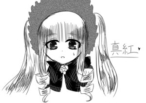 Rating: Safe Score: 0 Tags: 1girl auto_tagged bangs blush dress eyebrows_visible_through_hair greyscale hat image long_hair long_sleeves looking_at_viewer monochrome parted_lips shinku simple_background solo striped twintails upper_body white_background User: admin