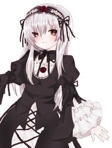 Rating: Safe Score: 0 Tags: 1girl black_ribbon blush dress frills hairband image juliet_sleeves long_hair long_sleeves looking_at_viewer puffy_sleeves ribbon rose silver_hair simple_background solo suigintou white_background wings User: admin