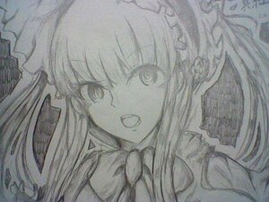 Rating: Safe Score: 0 Tags: 1girl bow bowtie graphite_(medium) image looking_at_viewer monochrome open_mouth shinku solo traditional_media User: admin