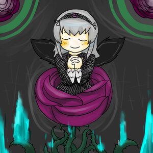 Rating: Safe Score: 0 Tags: 1girl closed_eyes dress flower gothic_lolita hairband hands_clasped hands_together image lolita_fashion long_hair long_sleeves own_hands_together praying purple_rose rose silver_hair smile solo suigintou wings User: admin