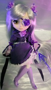 Rating: Safe Score: 0 Tags: 1girl barasuishou boots doll dress eyepatch flower long_hair purple_flower purple_rose solo yellow_eyes User: admin