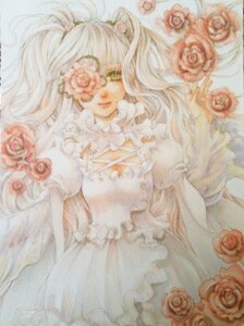 Rating: Safe Score: 0 Tags: 1girl dress eyepatch flower frills image kirakishou lolita_fashion long_hair marker_(medium) pink_flower pink_rose red_flower red_rose rose solo thorns traditional_media watercolor_(medium) User: admin